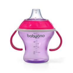   BabyOno itatópohár - csöpögésmentes puha csőrrel 3hó 180ml pink  1456/02