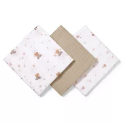 BabyOno textilpelenka színes 3db taupe macimintás 348/15