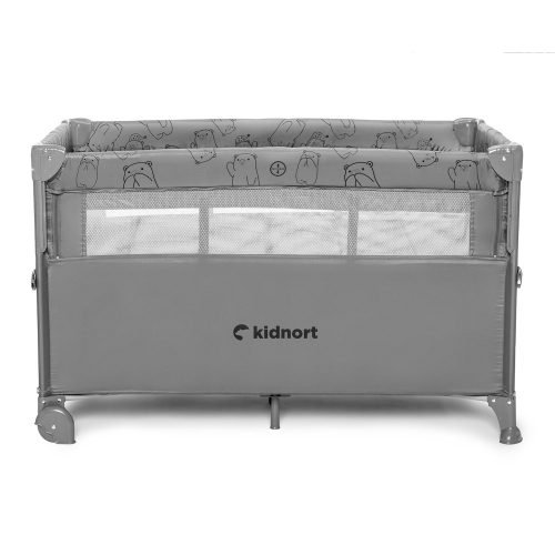 Kidnort utazóágy-babaöböl Naste 2 szintes, kerekes, kibúvós szürke