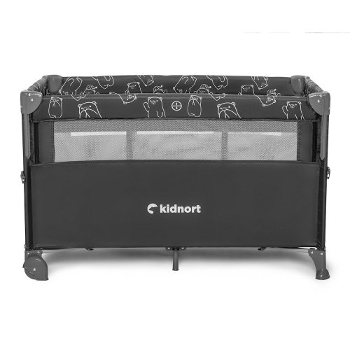 Kidnort utazóágy-babaöböl Naste 2 szintes, kerekes, kibúvós fekete