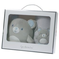   Gamberritos takaró wellsoft 80x110cm plüss játékkal szürke/kék maci 10757