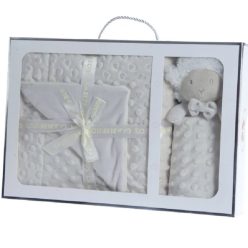   Gamberritos takaró plüss buborékos anyagú 80x110cm szundikendővel fehér bárány 10887