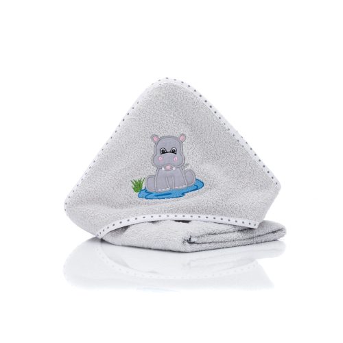 Fillikid kapucnis törölköző 75x75 víziló szürke 1032-17