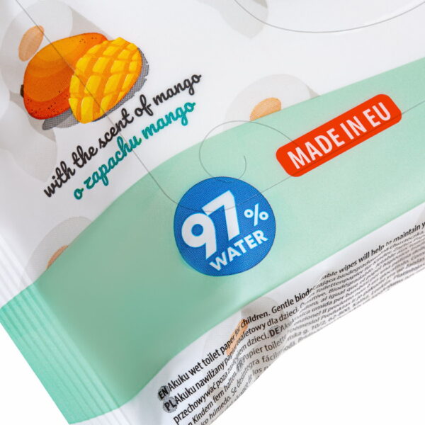 Akuku nedves toalettpapír - mangó illattal 97% víz 50 db