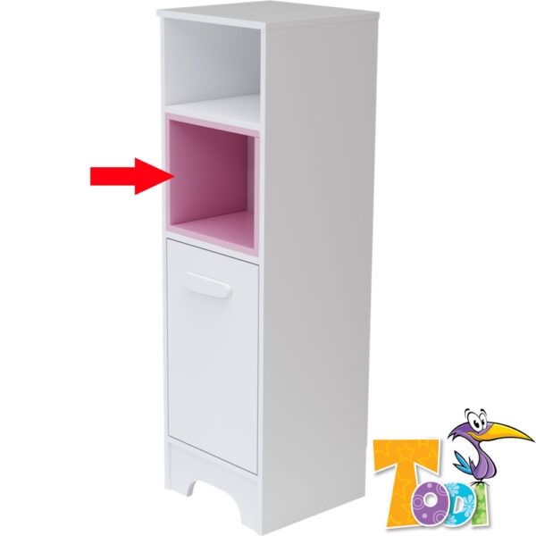 Todi polcbetét keskeny nyitott 1 ajtós szekrényhez Bianco Pink