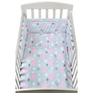 New Baby ágynemű huzat 3 részes rácsvédővel 90/120 cm felhőcske rózsaszín
