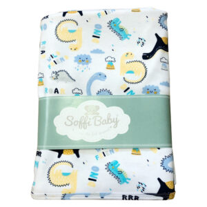 Soffi Baby takaró pamut dupla dínó kék 80x100cm