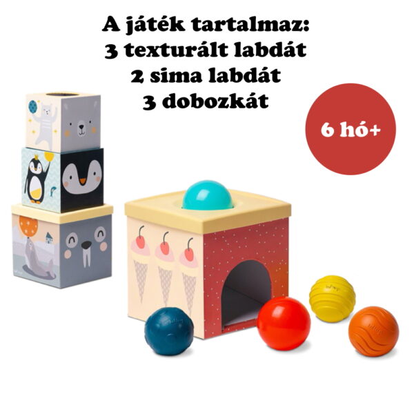 Taf Toys kockapiramis - Északi Sark érzékfejlesztő labdákkal