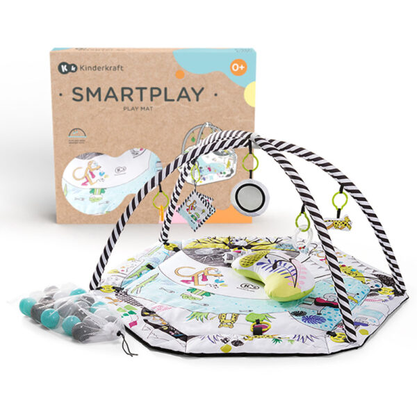 Kinderkraft játszószőnyeg SmartPlay játékhíddal, felhajtható széllel és labdákkal